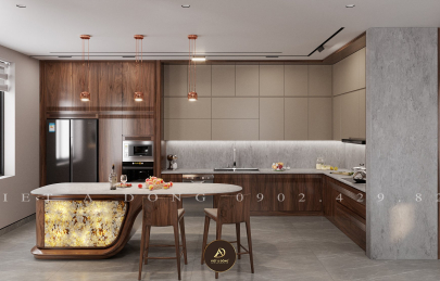 Tủ bếp gỗ óc chó nhập khẩu Bắc Mỹ cao cấp siêu bền [Mới 2025]